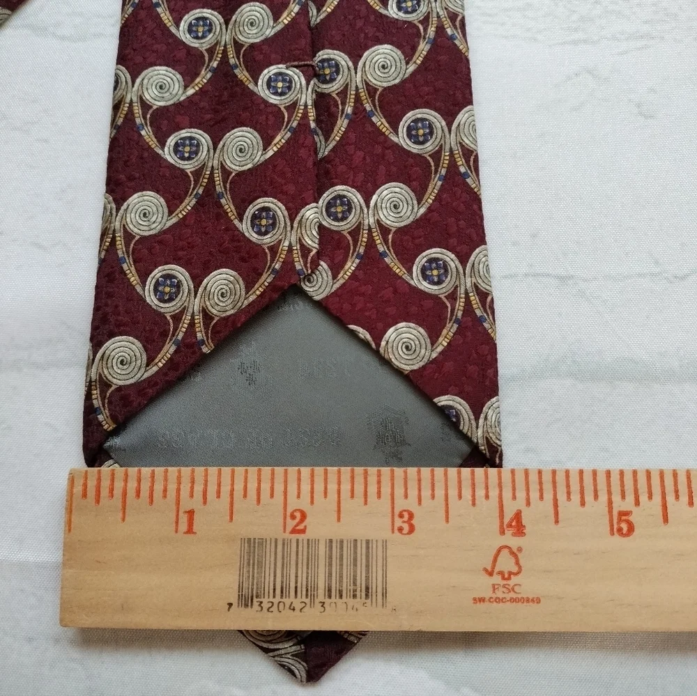 Robert Talbott Best Of Class Burgundy Silk Tie Necktie Swirl Abstract Boho